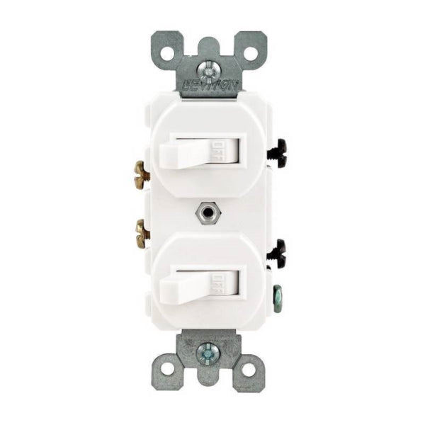 Leviton Decora Duplex Combination Double Switch 15 A 120/277 V Lead Wire Terminal White