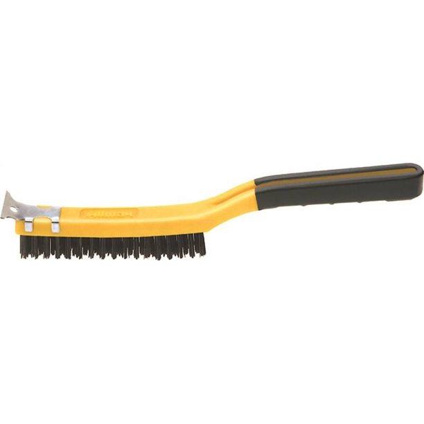 ALLWAY TOOLS Wire Brush Carbon Steel Bristle Black Bristle Wood Handle Comfort Grip Handle