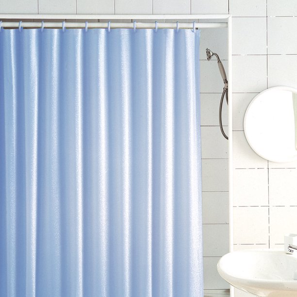 excell Shower Curtain 72 in L 70 in W PEVA Light Blue Glitter