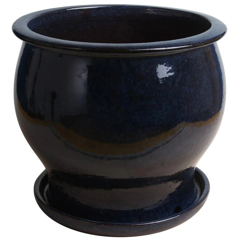 trendspot Planter 4 in Dia Round Studio Design Ceramic Drip Blue Glazed