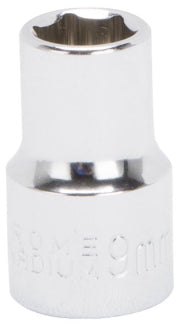 Vulcan Drive Socket Metric Measuring 3/8 in Drive 6 Point 9 mm Socket Chrome Vanadium Steel